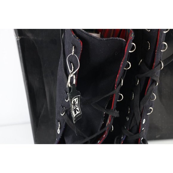 NOS Vtg 90s Streetwear Mens 12 Gothic Goth Punk Skull Tall Canvas Shoes Boots main image 9